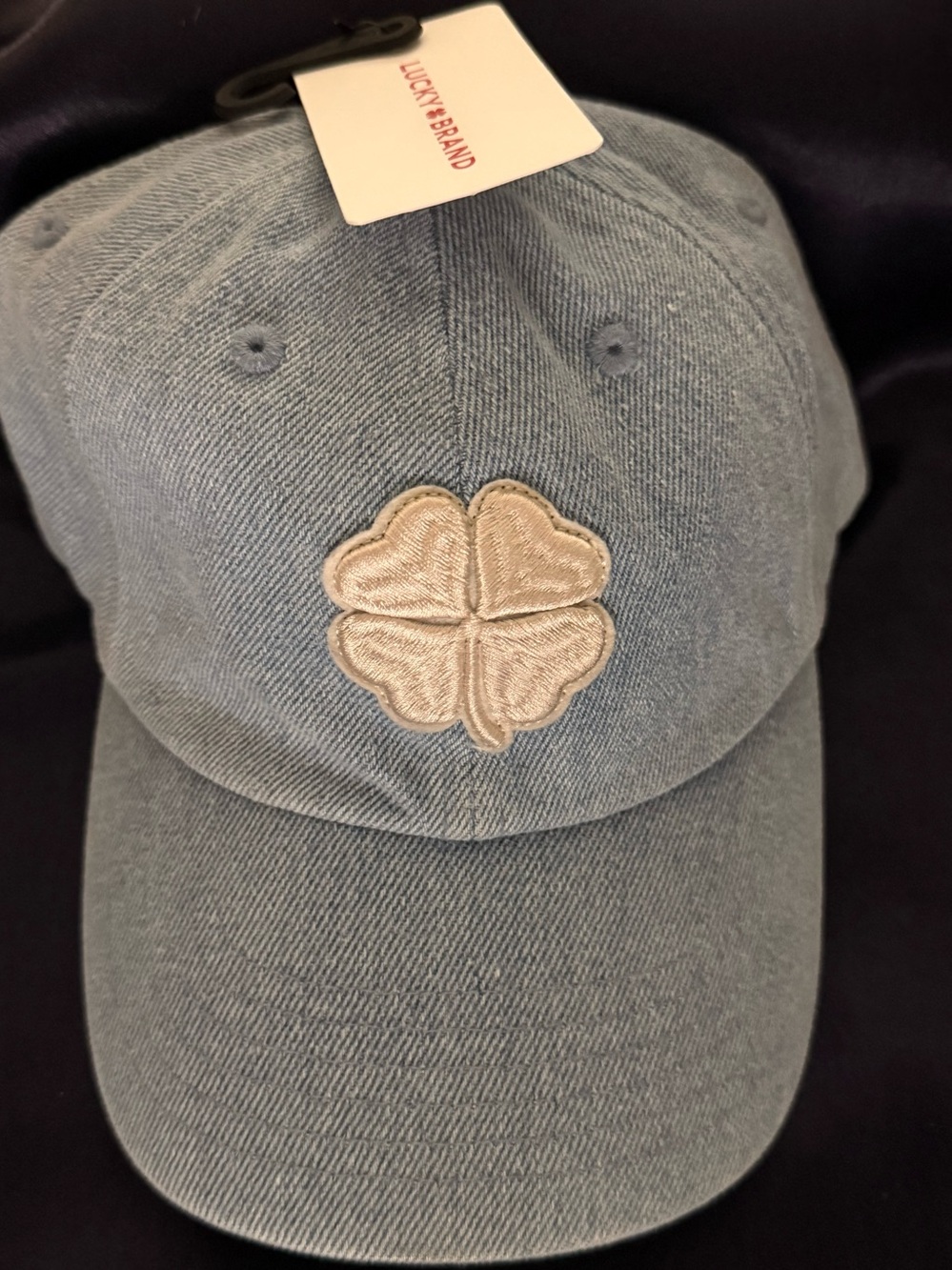 Lucky Brand Light Blue Denim Cap with Beige Clover Patch